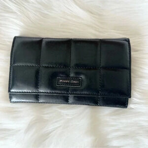 Poppy Grey Black Quilted Wallet Vegan Folded
